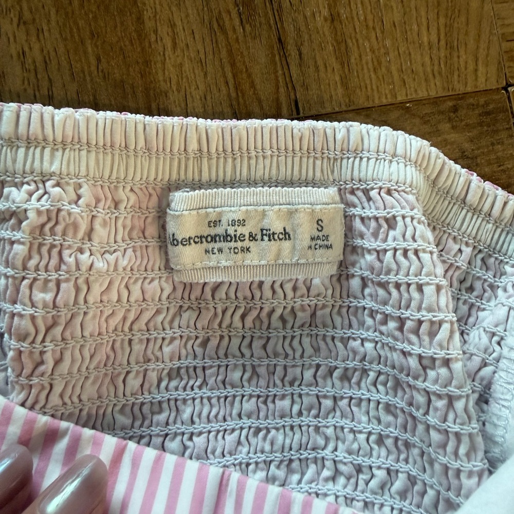 Vintage Abercrombie & Fitch Pink Stripe Strapless Dress S Y2K Coquette Preppy - Picture 7 of 10